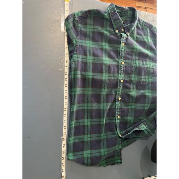 J Crew Green Navy Blue Plaid Flannel Button Down Shirt Large Cabincore Outdoors - Picture 2 of 9